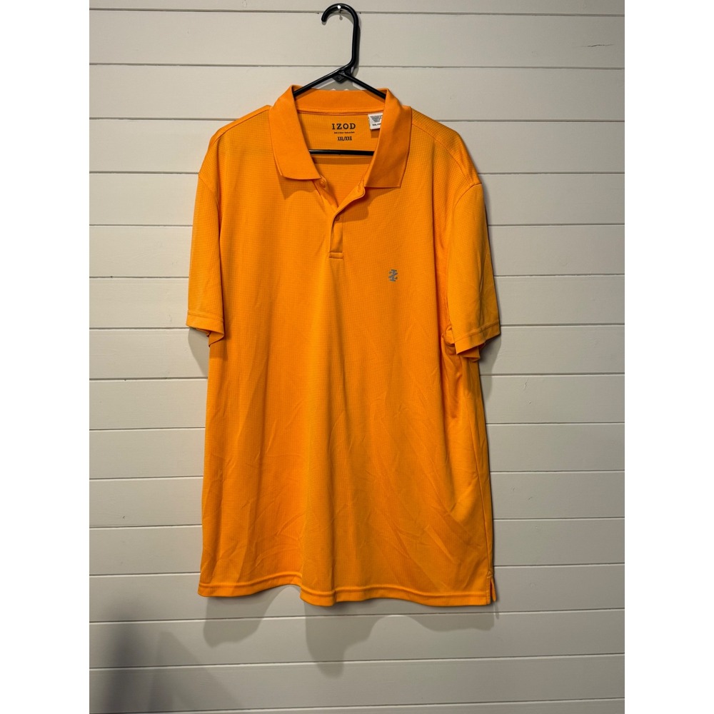 IZOD Advantage Performance Polo Shirt Mens XXL Orange Grid Texture Short Sleeve